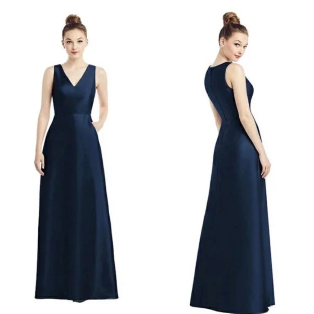 Alfred Sung V-Neck Gown in Midnight